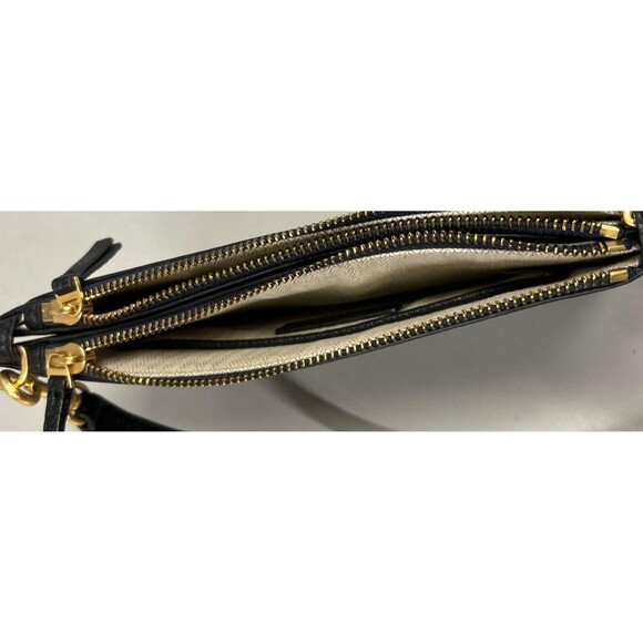 Tory Burch Blake Printed Crossbody Black and Red Floral Purse Pebbled Leather - Picture 5 of 7